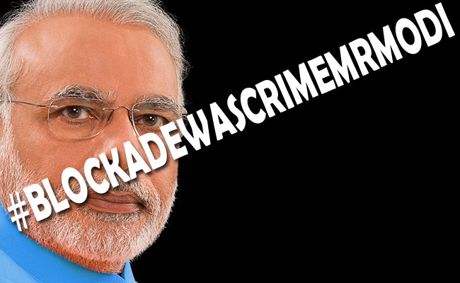 #BlockadewascrimeMrModi trending in Nepal against Indian Prime Minister Modi visit